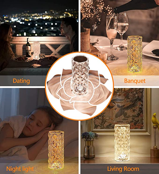 Rose Crystal Diamond Led Lamp - Rechargeable