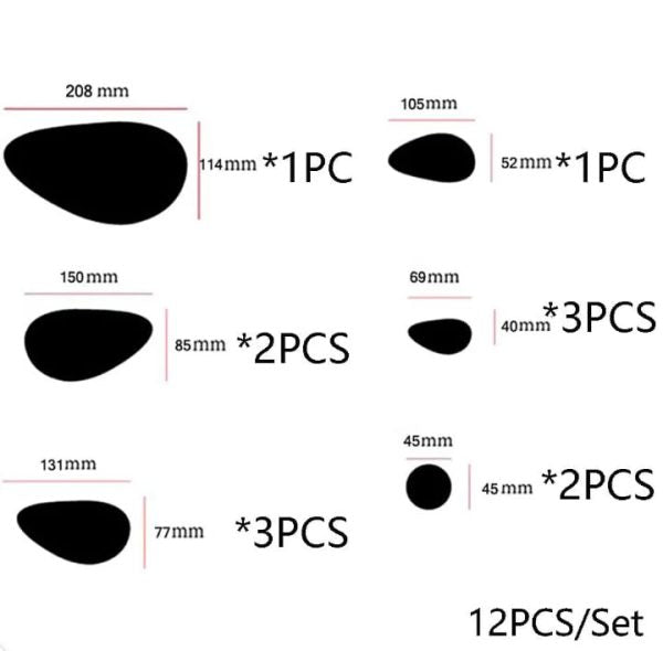 Pebbles Acrylic Mirror Stickers Wall Decorations (12pc)